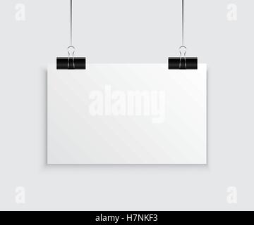 Hanging paper poster on wall poster. Vector illustration Stock Vector