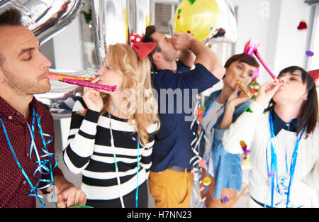 People having fun at the office party Stock Photo