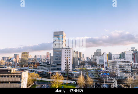 View of Rotterdam city centre in The Netherlands. Rotterdam is a large city in the Netherlands with one of the biggest harbours Stock Photo