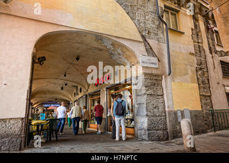 Street in the historic center. Old Town. Genoa. Mediterranean Sea. Liguria, Italy Europe Stock Photo