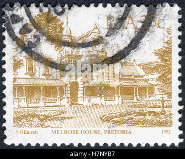 SOUTH AFRICA - CIRCA 1982: A stamp printed in South Africa, shows the building Melrose House, Pretoria, circa 1982 Stock Photo