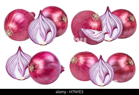 Set onion red isolated on white background Stock Photo