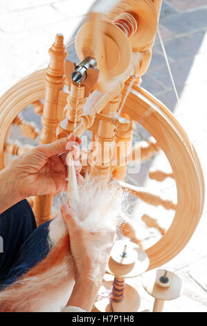 Italy, Lombardy, Wool Spin Spinning Wheel Stock Photo