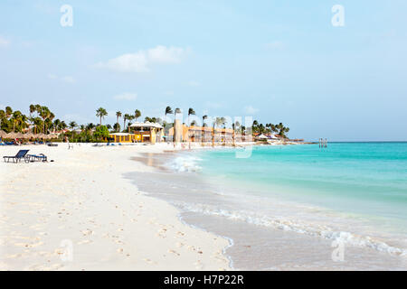 Manchebo beach on Aruba island in the Caribbean Stock Photo