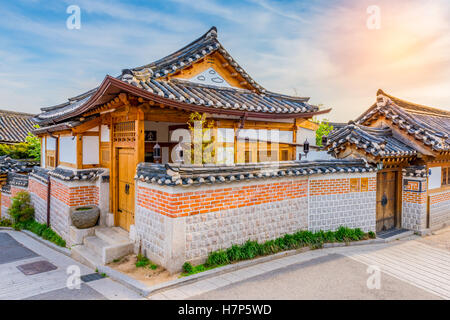 Bukchon Hanok Village in Seoul, South Korea. Stock Photo