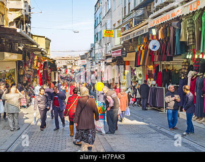 The large market in Fatih district occupied many quarters and offers different types of goods Stock Photo