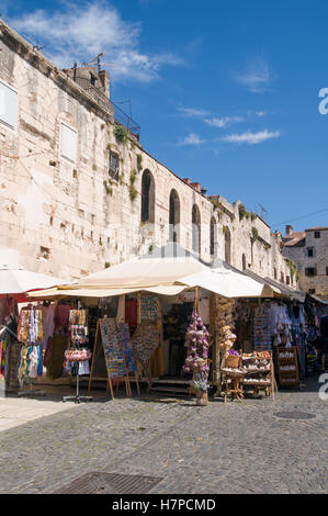 Stalls in the old town market in Split, Croatia Stock Photo