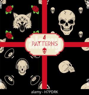 skulls patterns set Stock Vector