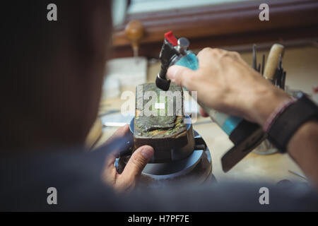 Craftswoman working in workshop Stock Photo