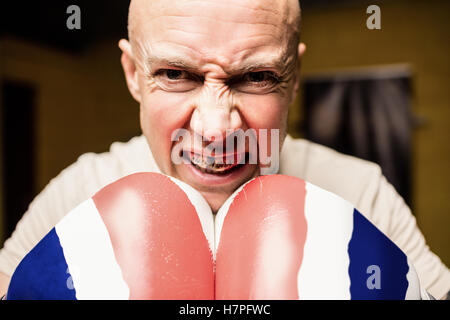 Portrait of boxer practicing boxing Stock Photo