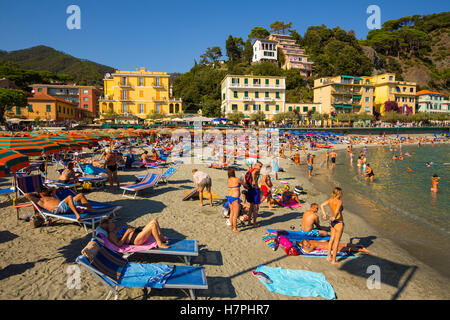 Beach of Monterosso al Mare, Riviera de Levanto, fishing village, Cinque Terre. Genoa. Mediterranean Sea. Liguria, Italy Europe Stock Photo