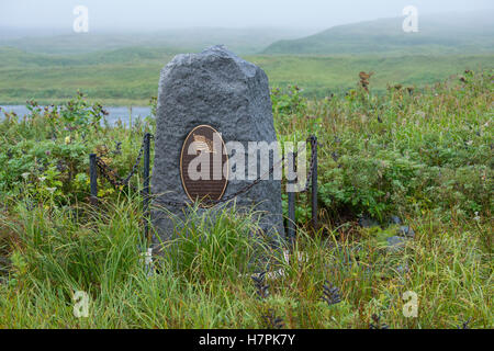 Alaska, Aleutian Island Chain, Attu Island. The westernmost point in the US. WWII historic marker. Stock Photo