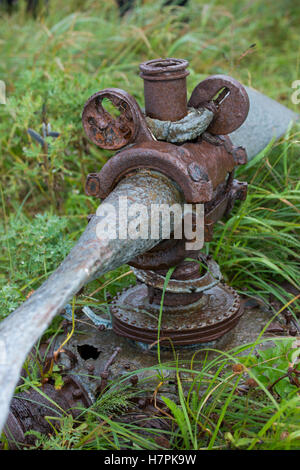 Alaska, Aleutian Island Chain, Attu Island. The westernmost point in the US. Vintage airplane prop. Stock Photo