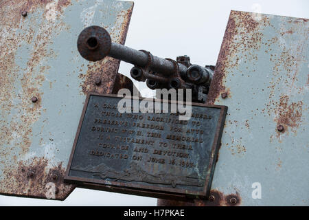 Alaska, Aleutian Island Chain, Attu Island. The westernmost point in the US. War monument. Stock Photo