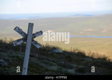 Trail marking at the mountain Ansaett in Sweden. Stock Photo