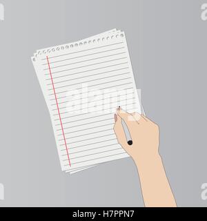 Hand holds some documents and hand with pen signs documents. Treaty signing concept. Modern flat design concept for web banners, Stock Vector