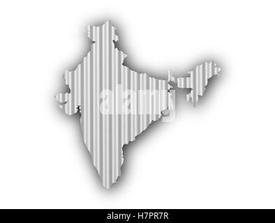 Map of India on corrugated iron Stock Photo