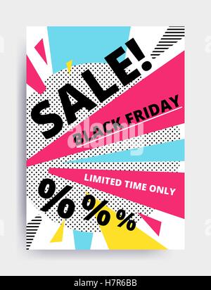 Flat design Black Friday sale website banner template set. Bright colorful vector for social media, posters, email, print, ads, Stock Vector