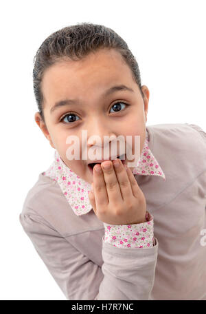 Young Girl Expressing Shocking Isolated on White Background Stock Photo