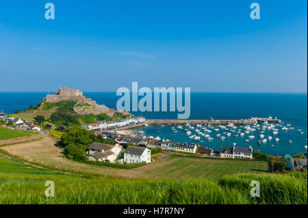 Harbour and Gorey Castle in Saint Martin Jersey Stock Photo