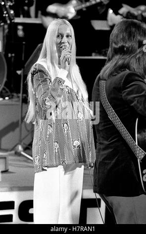 AGNETHA FÄLTSKOG pregnant during the Swedish selection for the Eurovision Song Contest 1973 Stock Photo