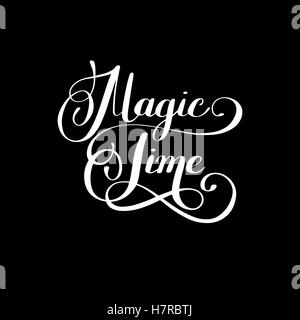 magic time black and white hand lettering inscription Stock Vector