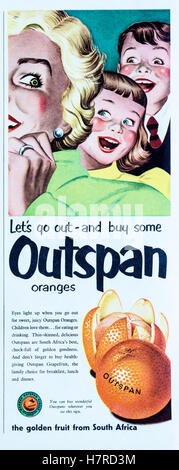 Old 1950s British Advertising for Outspan Stock Photo - Alamy