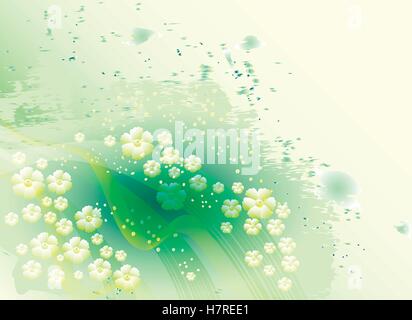 Light and bright floral abstract background with lines and watercolor stains. EPS10 vector illustration Stock Vector
