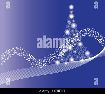 vector illustration of a Christmas tree snowflakes and lights Stock Vector