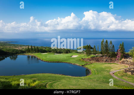 Golf course, Kona Country Club; Kailua Kona, Island of Hawaii, Hawaii, United States of America Stock Photo