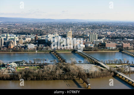 Harrisburg cityscape from the air; Harrisburg, Pennsylvania, United States of America Stock Photo