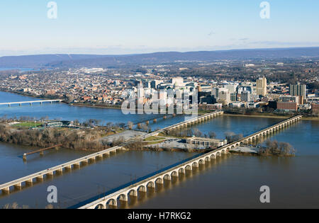 Harrisburg cityscape from the air; Harrisburg, Pennsylvania, United States of America Stock Photo