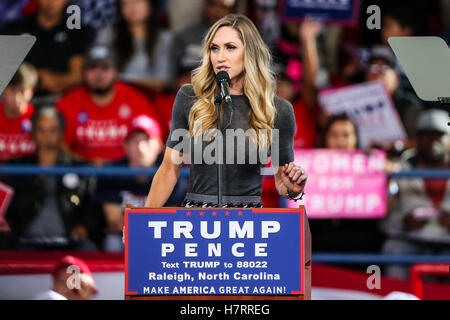 Raleigh, North Carolina, USA. 7th Nov, 2016. Lara Trump, wife of Eric Trump, campaigns for Donald Trump. Republican Presidential Candidate Donald J Trump holds a campaign rally at Dorton Arena in Raleigh, North Carolina. Credit:  Andy Martin Jr./ZUMA Wire/Alamy Live News Stock Photo