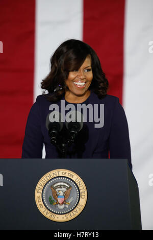 Philadelphia, USA. 07th Nov, 2016. First Lady Michelle Obama speaks during the GOTV Rally on Independence Mall with Hillary Clinton in Philadelphia, PA on 11/7/2016 Credit:  The Photo Access/Alamy Live News Stock Photo