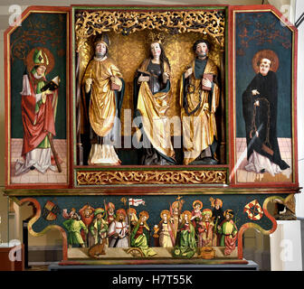 Winged Altarpiece with Saints and the fourteen Holy Helpers 1500 Franken Schwabisch hall German Germany Stock Photo