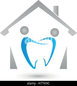house and two people,tooth,dentist,logo Stock Vector