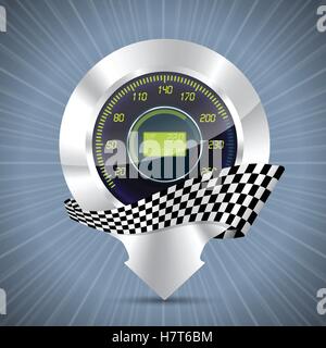 Cool pointer with speedometer and race flag Stock Vector