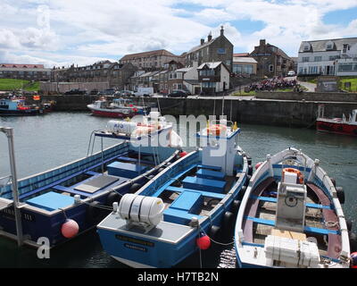 The harbour at Seahouses in Northumberland Stock Photo