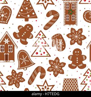 Gingerbread figures seamless pattern vector Stock Vector