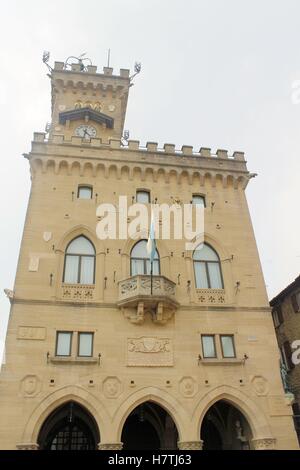 Central square of San Marino. Public Palace Stock Photo