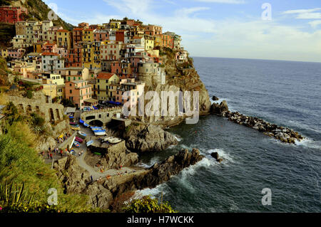 View of the Village of Manarola in Italy's Cinque Terre Stock Photo
