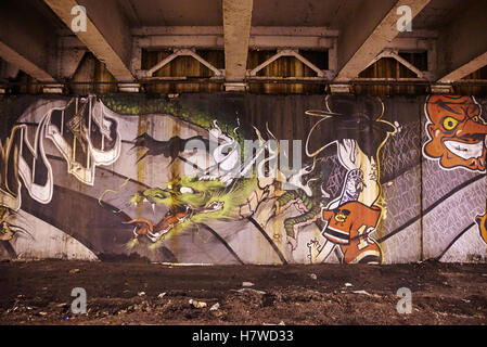 Graffiti under a bridge Stock Photo - Alamy