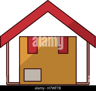 Package inside house icon. Delivery shipping logistic and distribution ...