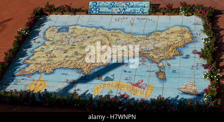 Map Of The Island Of Capri Capri Campania Italy H7wnpn 