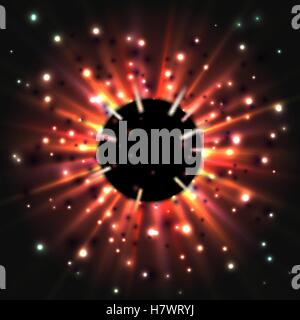 abstract light. bright flash, explosion or burst on the black background Stock Vector