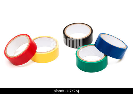 color adhesive tape on white background Stock Photo
