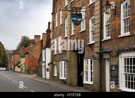 UK, England, Buckinghamshire, West Wycombe, High Street and George and Dragon Hotel, historic coaching inn