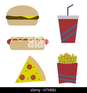 Set of illustrations for restaurant, with food theme. Stock Photo