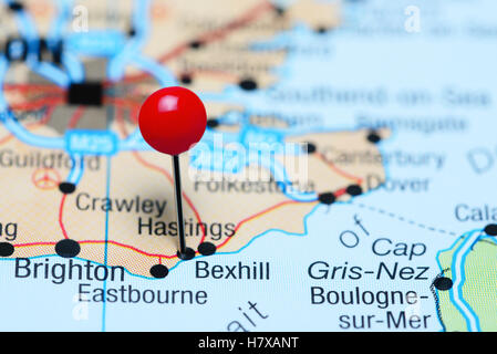 Bexhill pinned on a map of UK