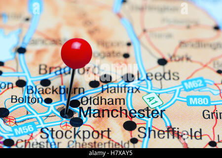 Manchester, U.K. pinned on a map of Europe Stock Photo - Alamy